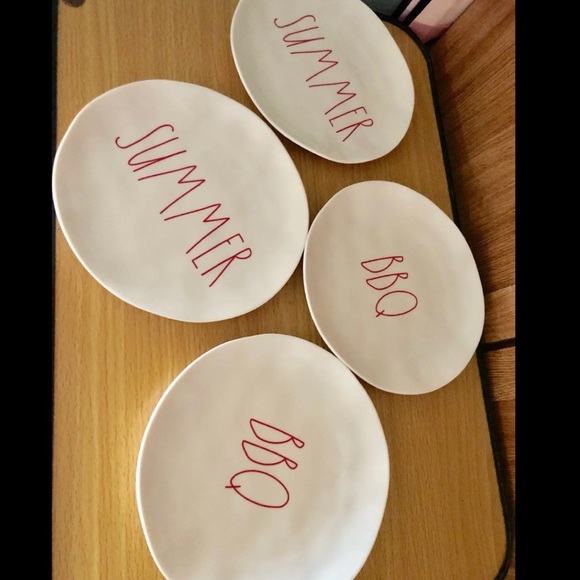 NWT RAE DUNN 4 Melamine Plates “SUMMER BBQ” - Picture 2 of 10